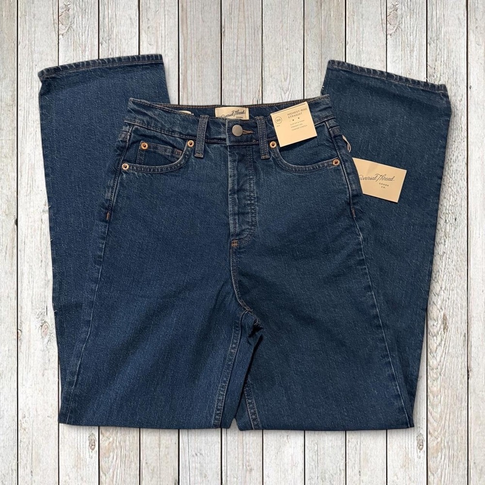 Universal Thread Highest Rise Straight Jeans NWT Size 00 - Picture 2 of 7
